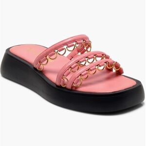 NIB Free People Midas Touch Pink and Gold Chain Platform Sandals Size 8.5